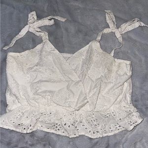 Express White Top with Functional Ties on Straps Size Large